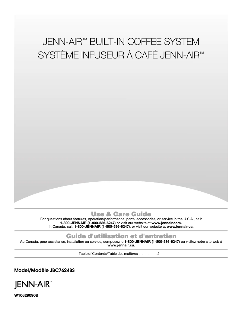 Page 1 de la notice Manuel utilisateur JennAir JBC7624BS