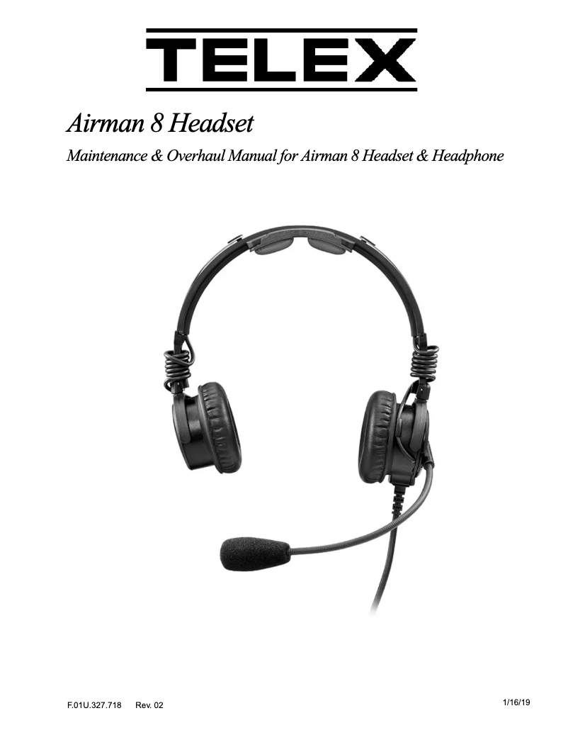 Page n°1 - Manuel utilisateur Telex Airman 8