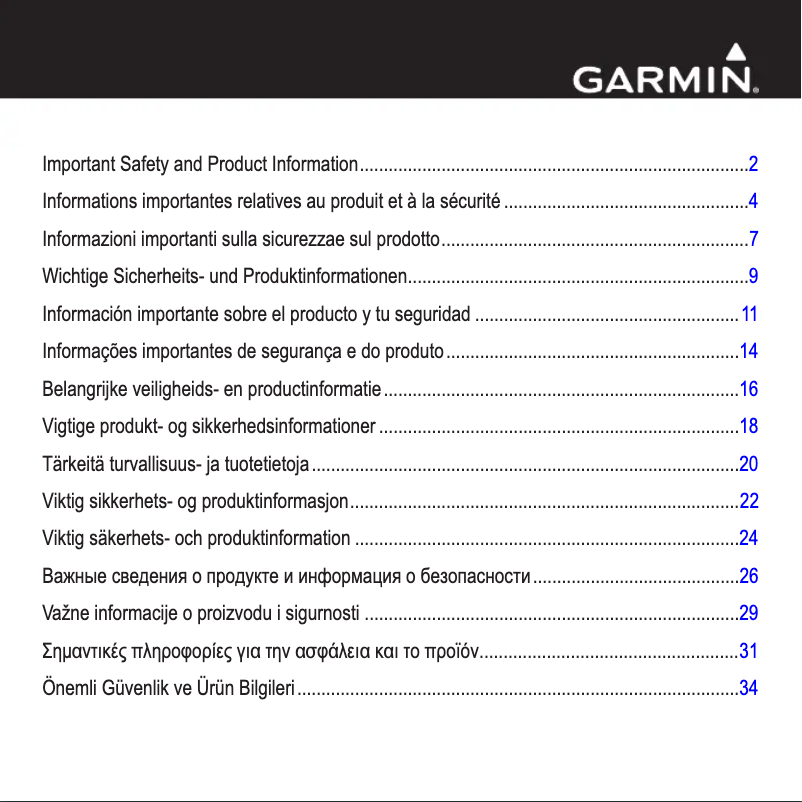 Page n°1 - Instructions de sécurité Garmin GPSMAP 4010