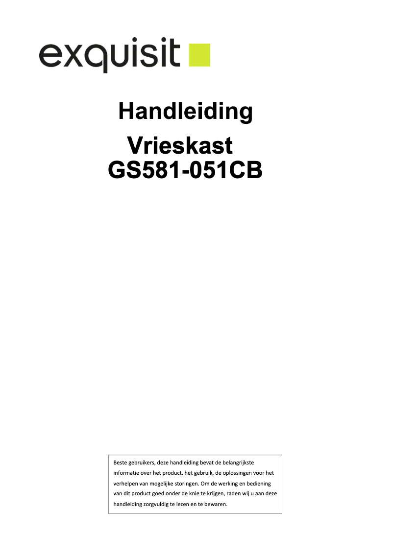 Image de la première page du manuel de l'appareil GS581-051CB