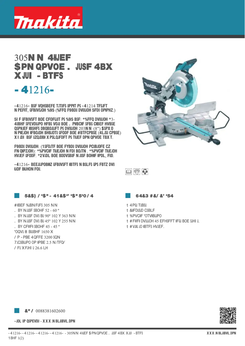 Page n°1 - Fiche technique Makita LS1216L