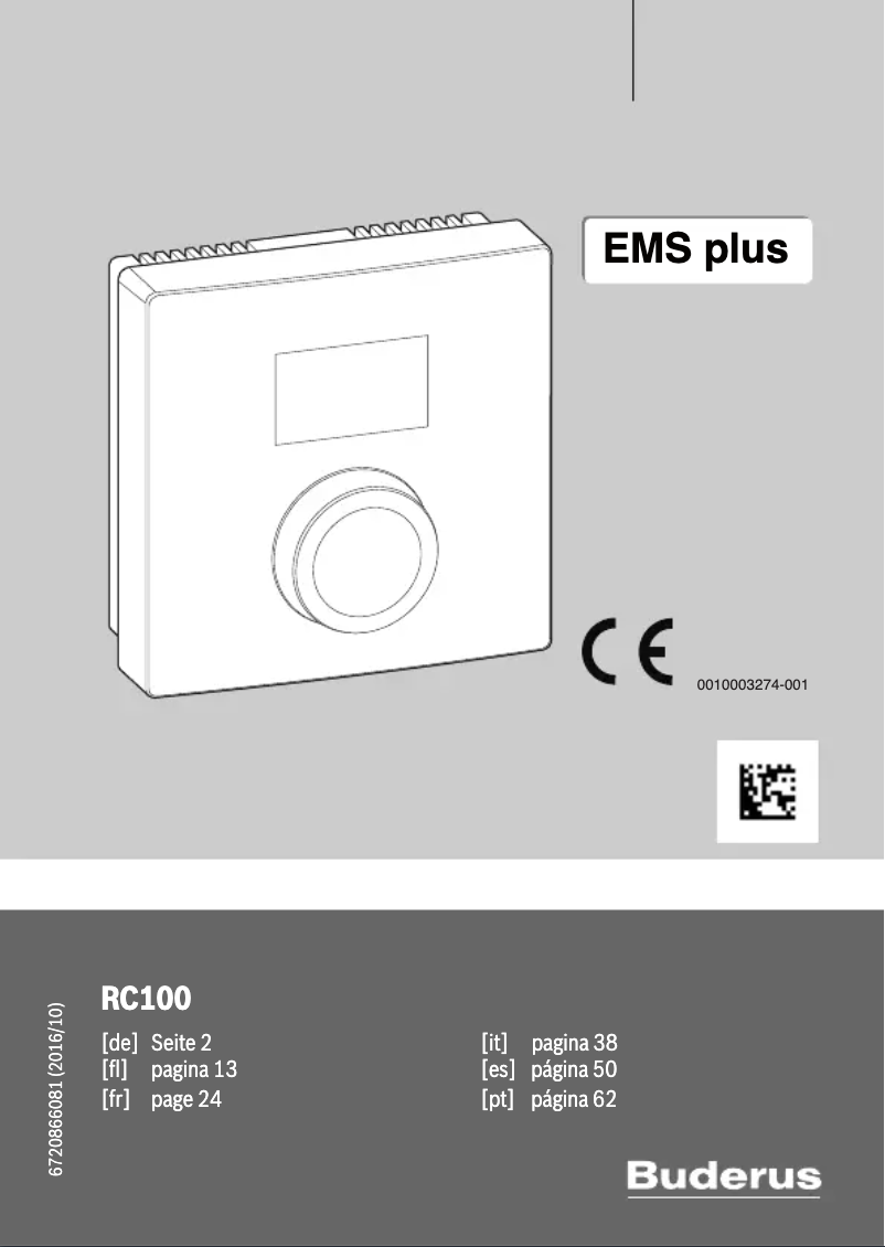 Page 1 de la notice Manuel utilisateur Buderus Logamatic RC100