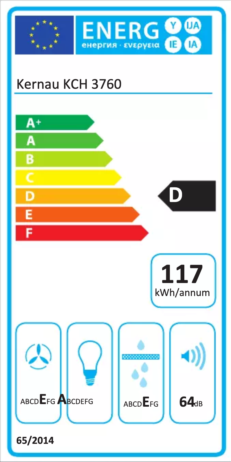Page 1 de la notice Label énergétique Kernau KCH 3760 BW