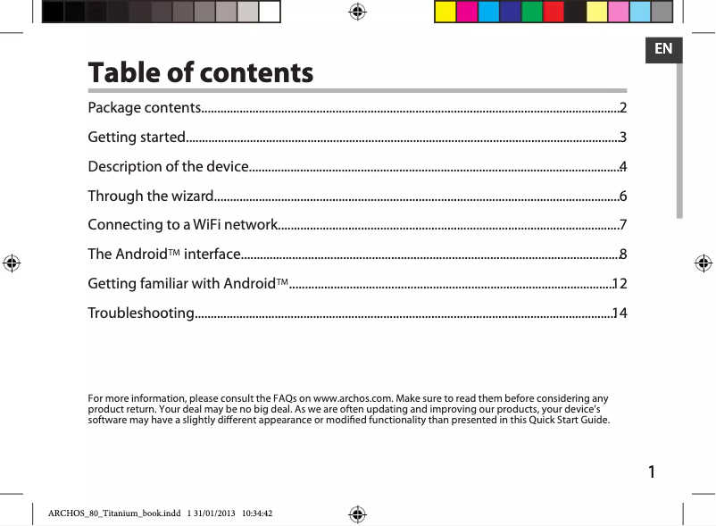 Image de la première page du manuel de l'appareil Elements 80