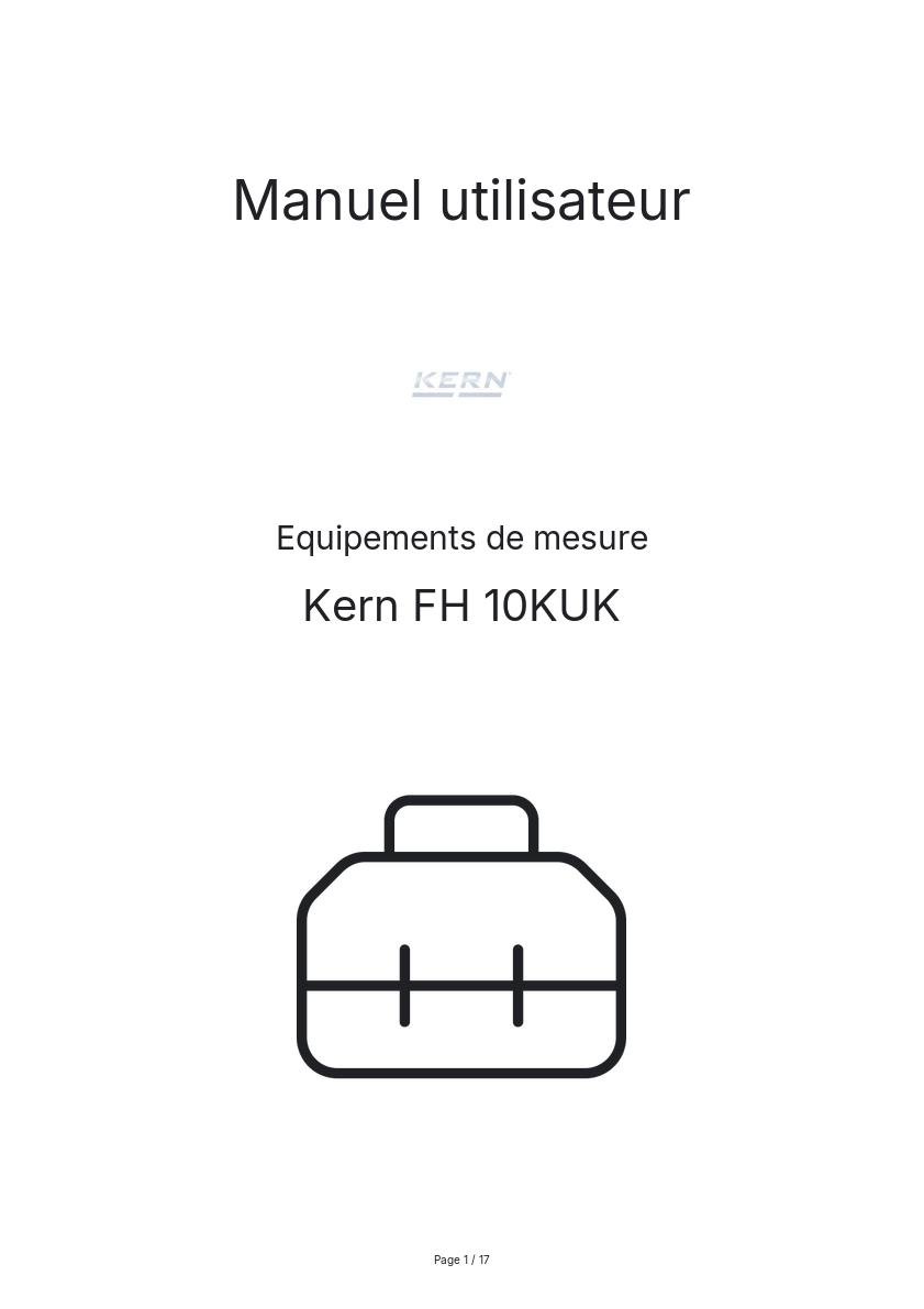 Page n°1 - Manuel utilisateur Kern FH 10KUK