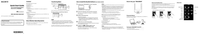 Page n°1 - Guide de démarrage rapide Sony NWZ-A865