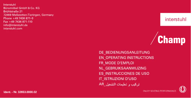Page 1 de la notice Manuel utilisateur Interstuhl Champ 3C02