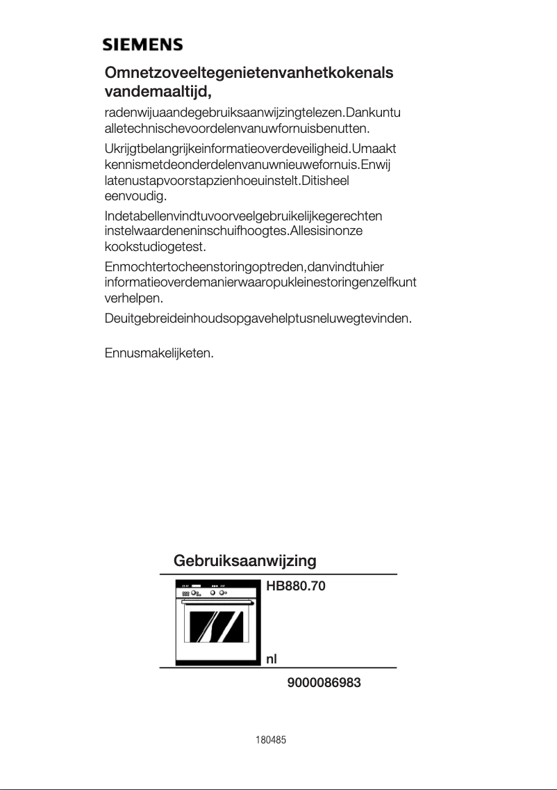 Page 1 de la notice Manuel utilisateur Siemens HB880270