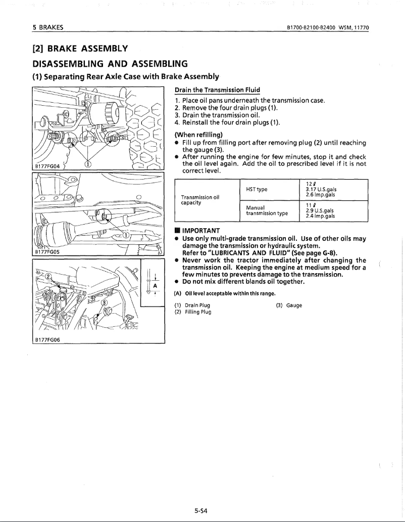 Page n°1 - Manuel utilisateur Kubota B2100