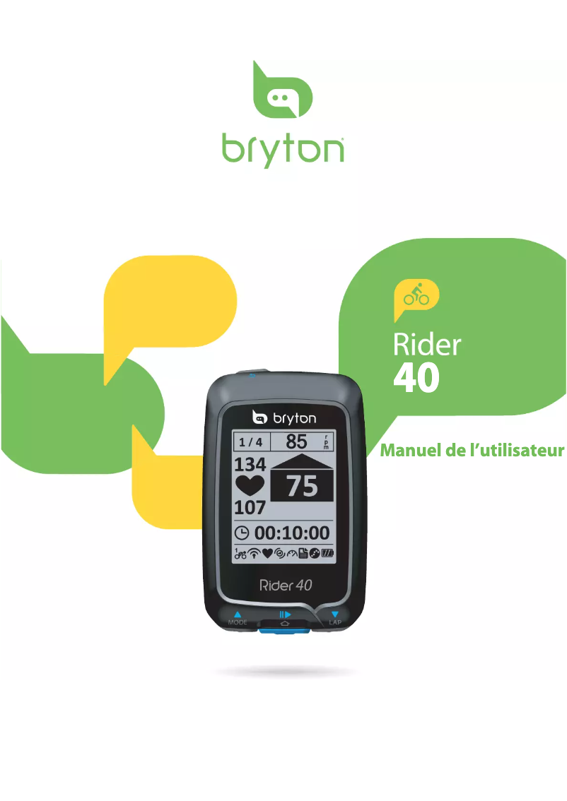 Page 1 de la notice Manuel utilisateur Bryton Rider 40