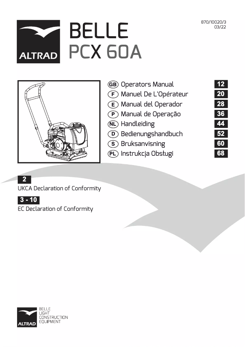 Page n°1 - Manuel utilisateur Altrad BELLE PCX 60A
