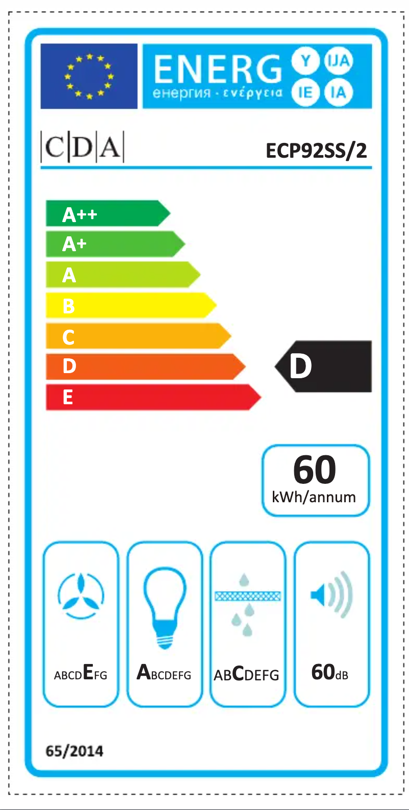 Page n°1 - Label énergétique CDA ECP92BL
