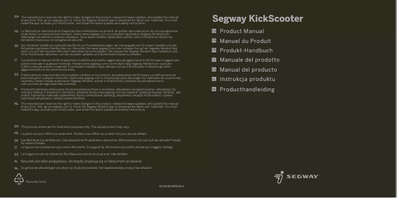 Page 1 de la notice Manuel utilisateur Segway Ninebot KickScooter P65