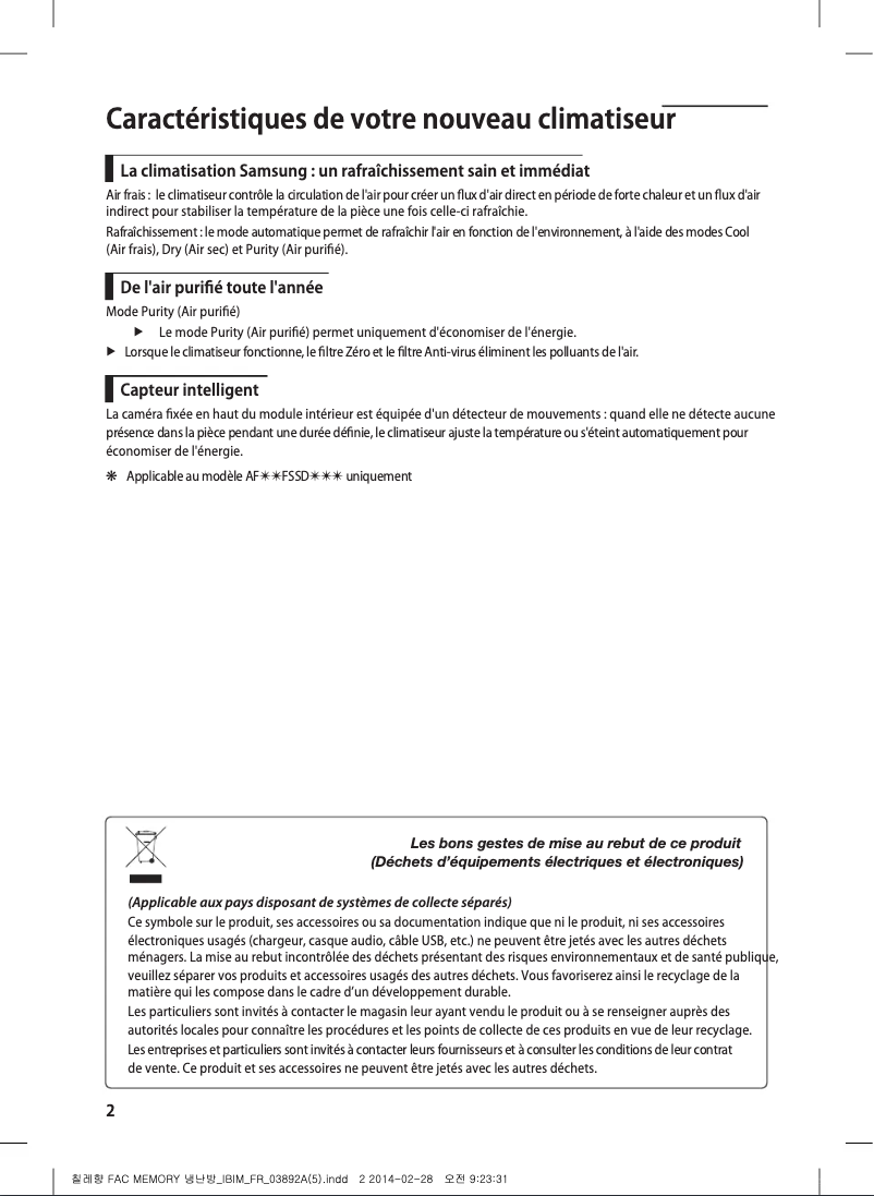 Image de la première page du manuel de l'appareil AF28FSSDAWKN