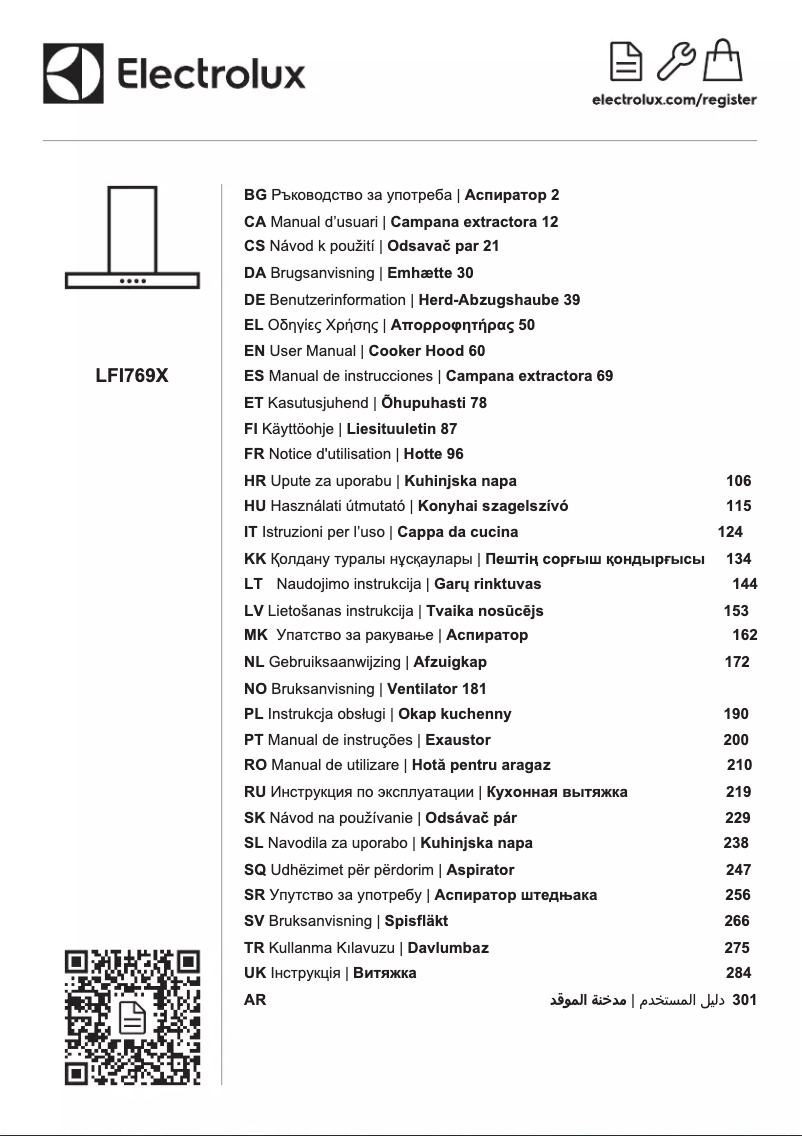 Page 1 de la notice Manuel utilisateur Electrolux LFI769X