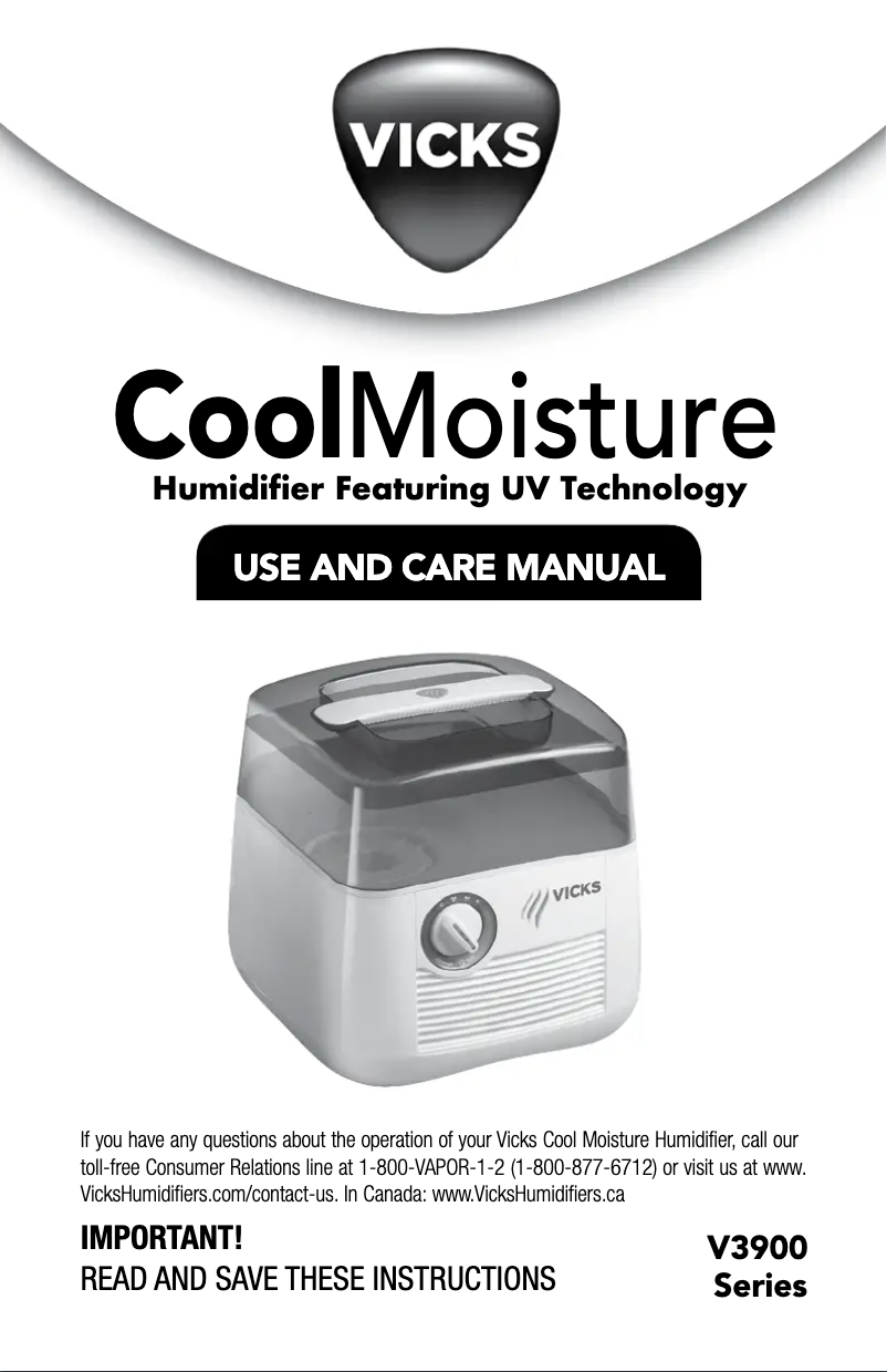 Page 1 de la notice Manuel utilisateur Vicks V3900