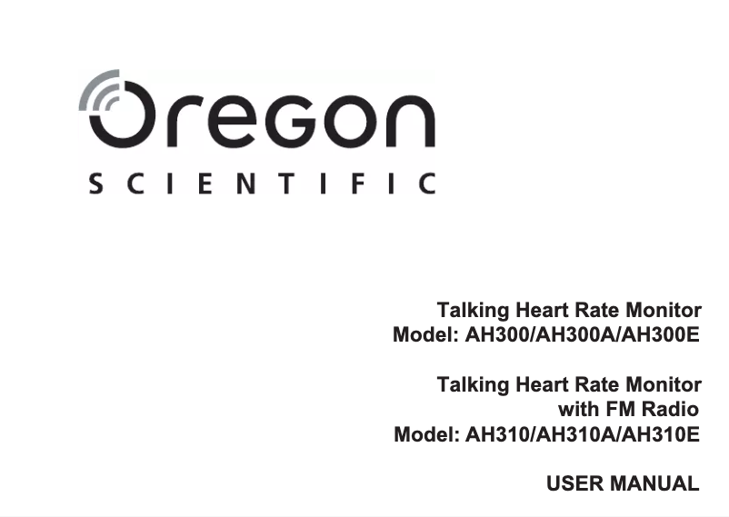 Page n°1 - Manuel utilisateur Oregon Scientific AH310
