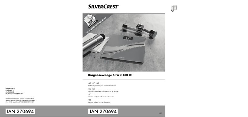 Page 1 de la notice Manuel utilisateur SilverCrest IAN 270694