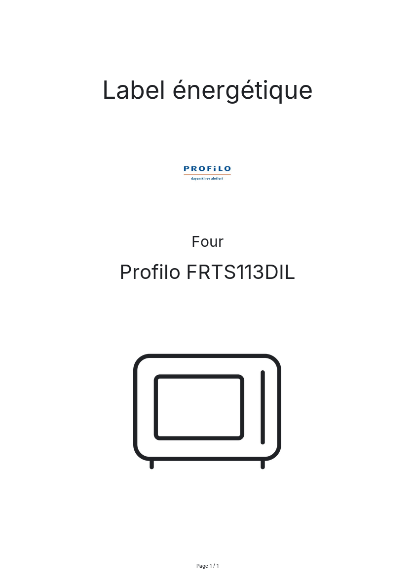 Page n°1 - Label énergétique Profilo FRTS113DIL