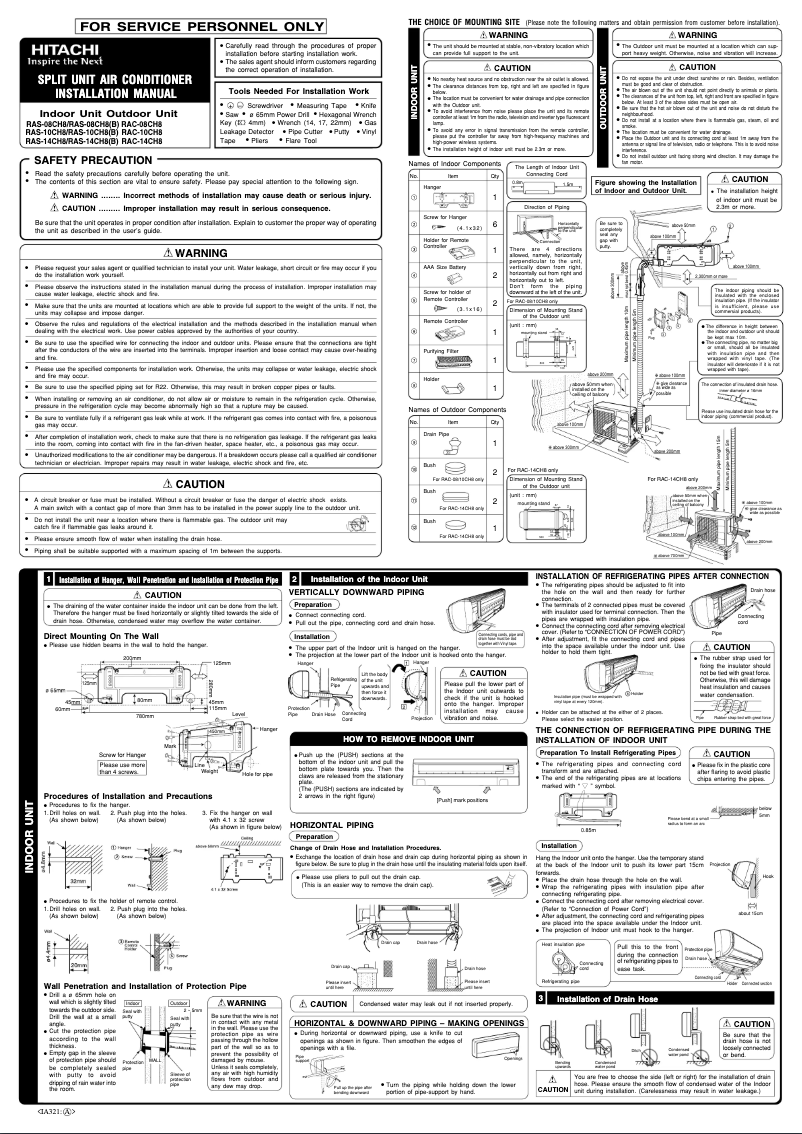 Página 1 del manual Manual de usuario Hitachi RAS-14CH8
