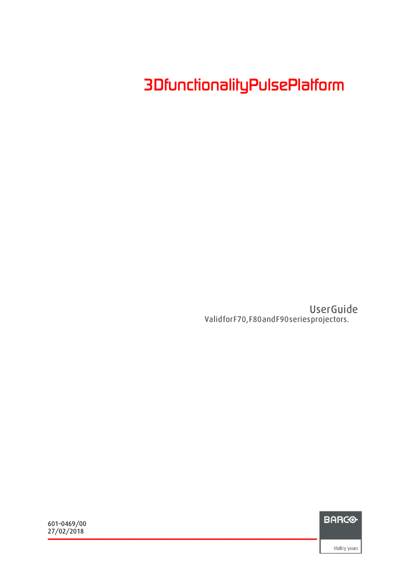 Page 1 de la notice Manuel utilisateur Barco F70-4K4