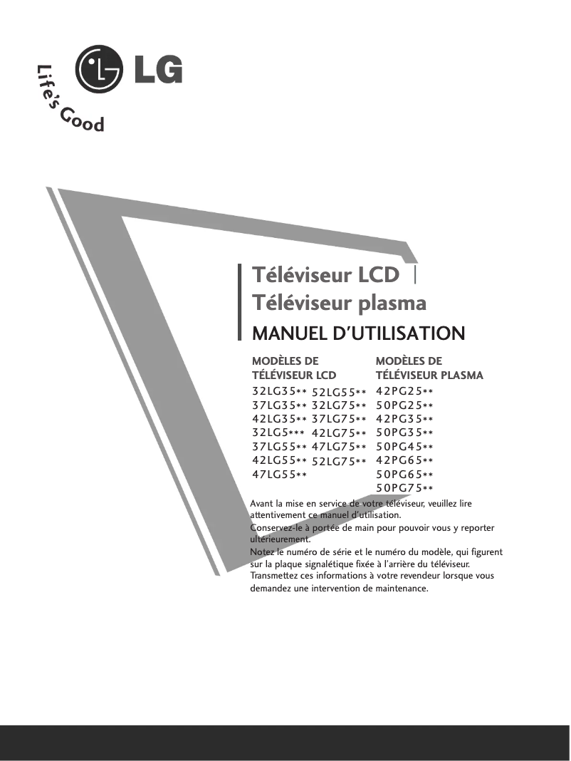 Image de la première page du manuel de l'appareil 32LG5500