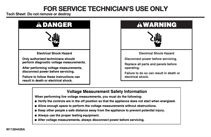 Page 1 of the manual Technical Sheet JennAir JJW3430IM