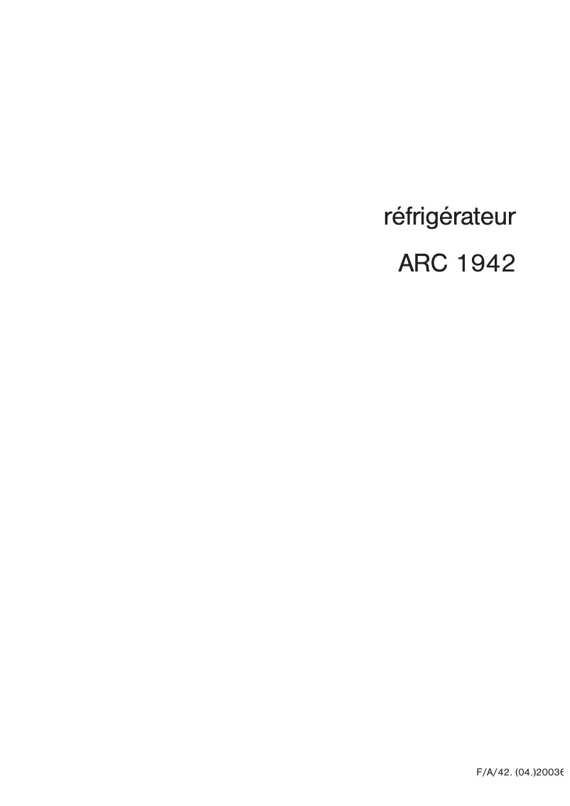 Image de la première page du manuel de l'appareil ARC1942