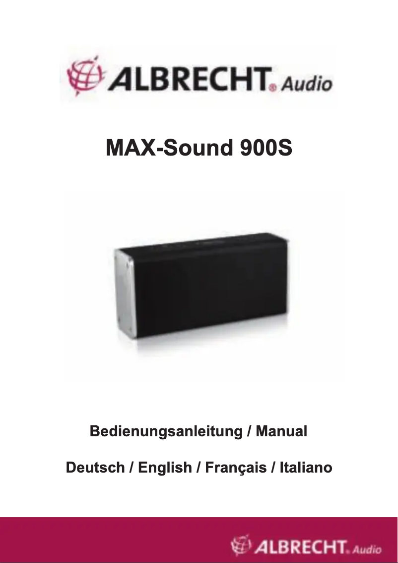 Image de la première page du manuel de l'appareil MAX-Sound 900S