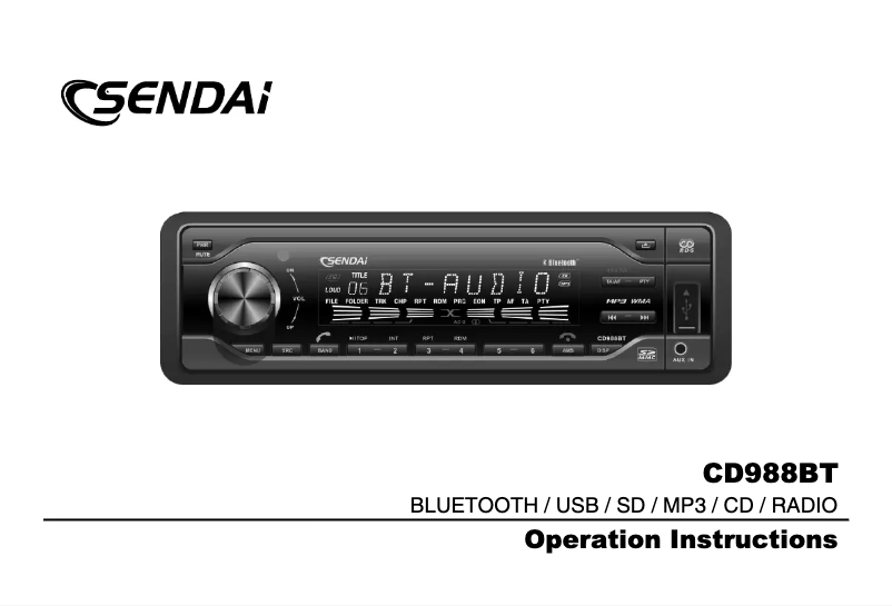 Page n°1 - Manuel utilisateur Sendai CD988BT