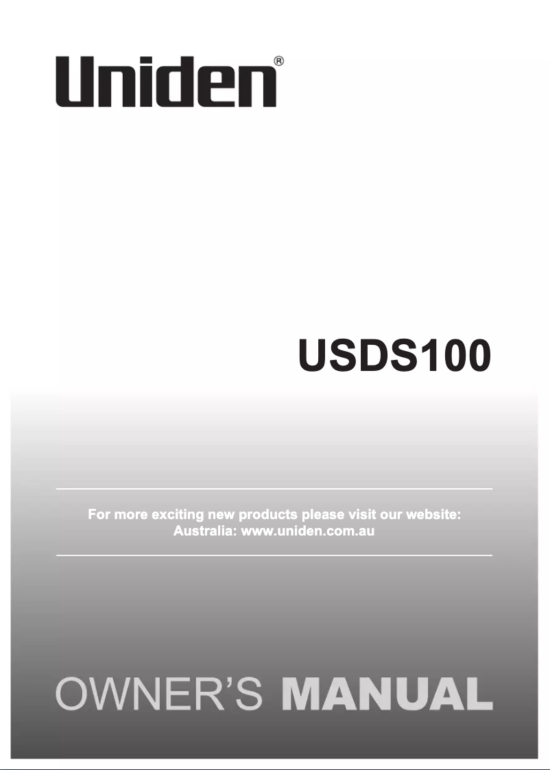 Page 1 de la notice Manuel utilisateur Uniden USDS100