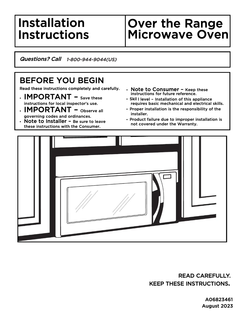 Page 1 de la notice Guide d'installation Frigidaire FMOS1746BS