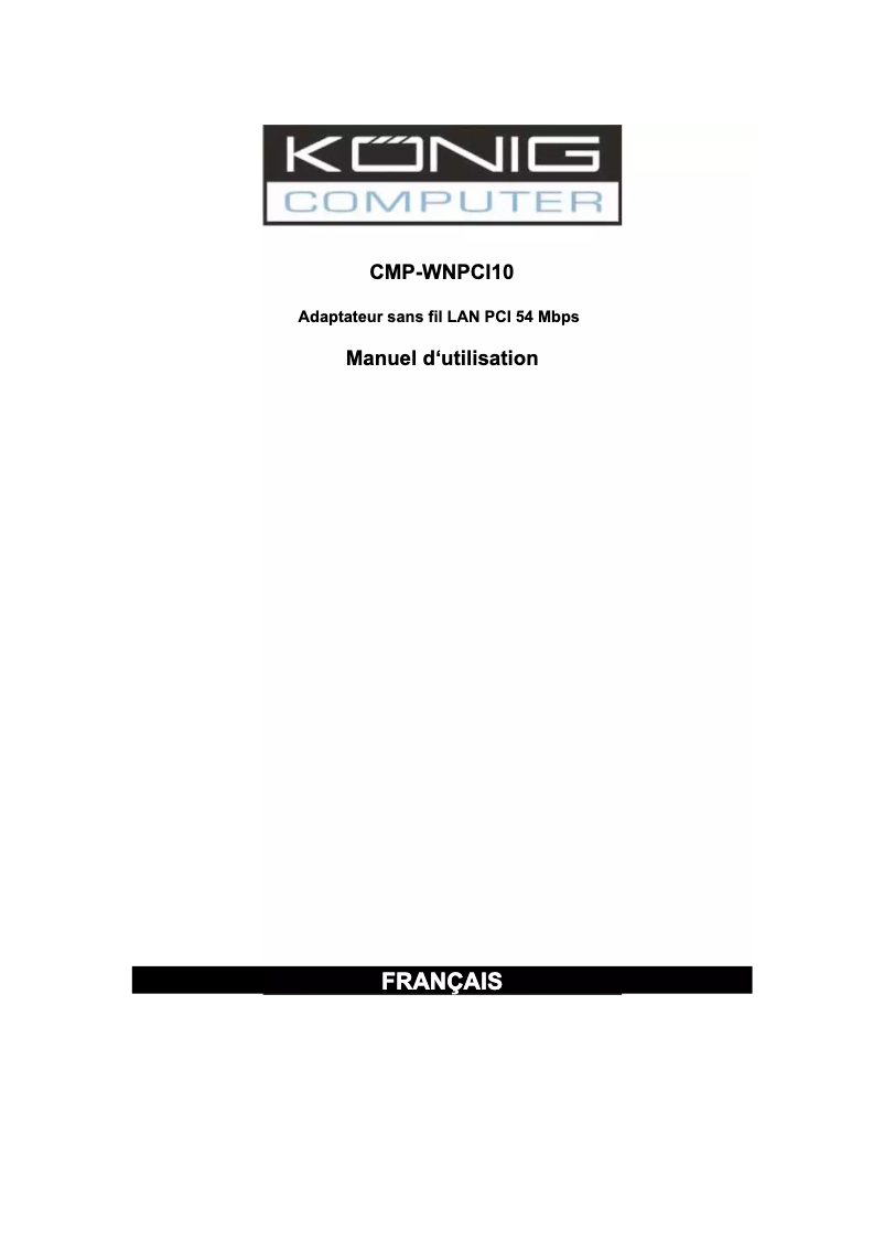 Page n°1 - Manuel utilisateur Konig CMP-WNPCI10