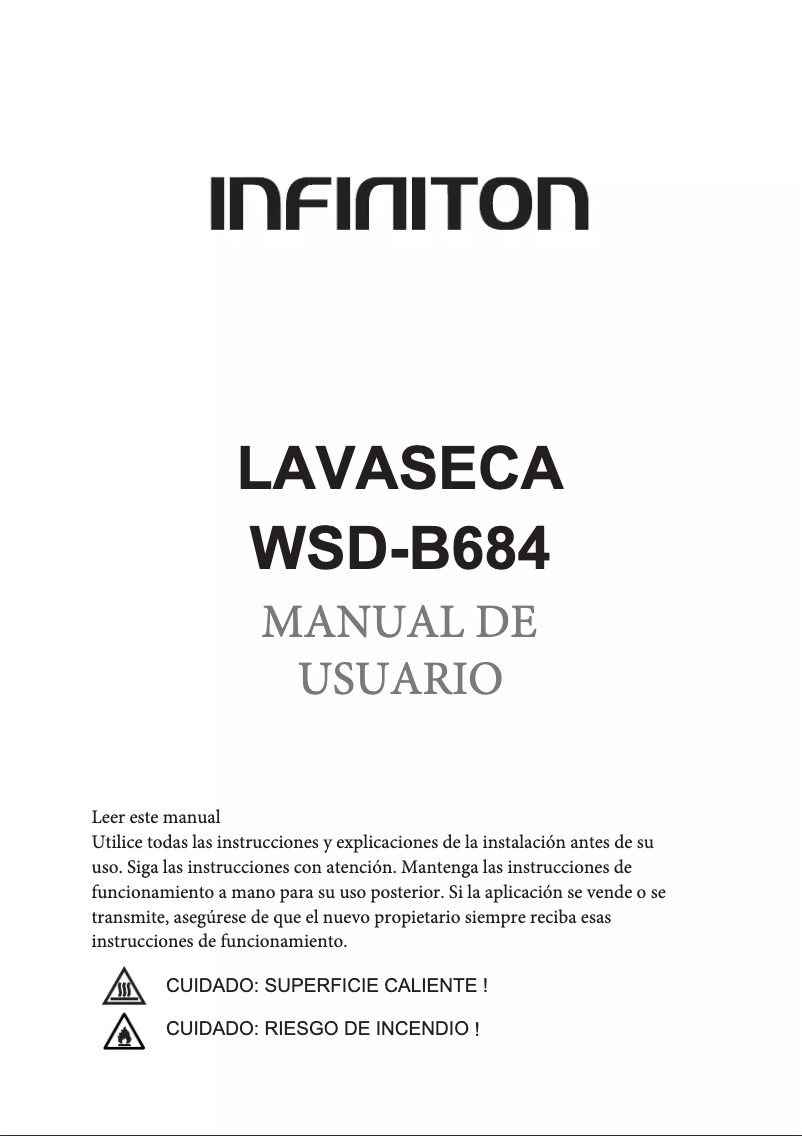 Page n°1 - Manuel utilisateur Infiniton WSD-B684