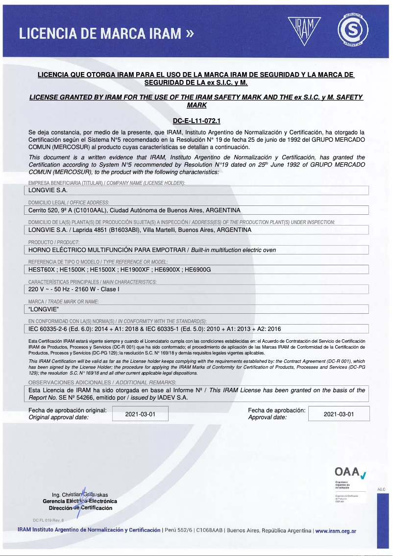 Page n°1 - Manuel utilisateur Longvie HEST60X