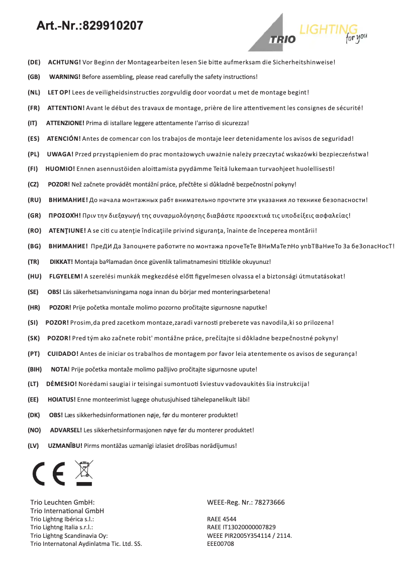 Image de la première page du manuel de l'appareil Havanna 829910207