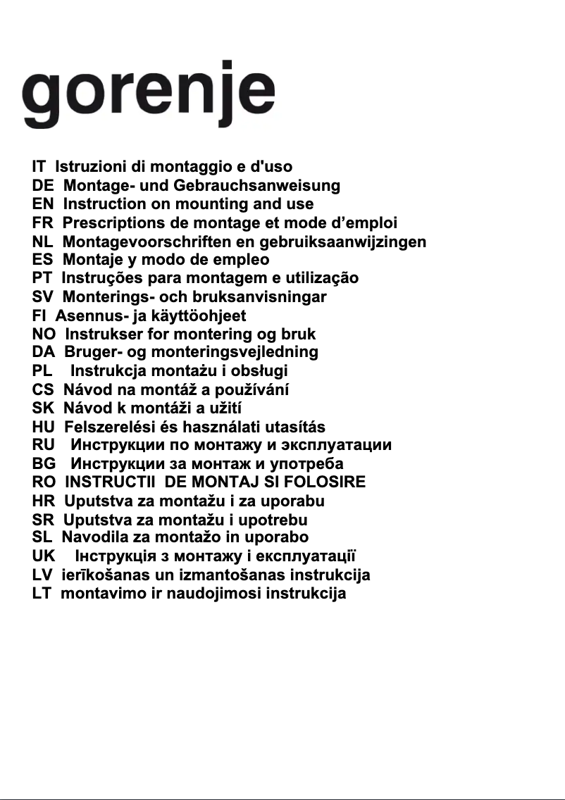 Page n°1 - Manuel utilisateur Gorenje DK9315X