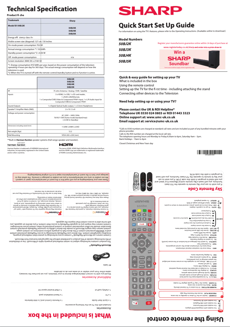 Page 1 de la notice Guide de démarrage rapide Sharp 50BJ3K