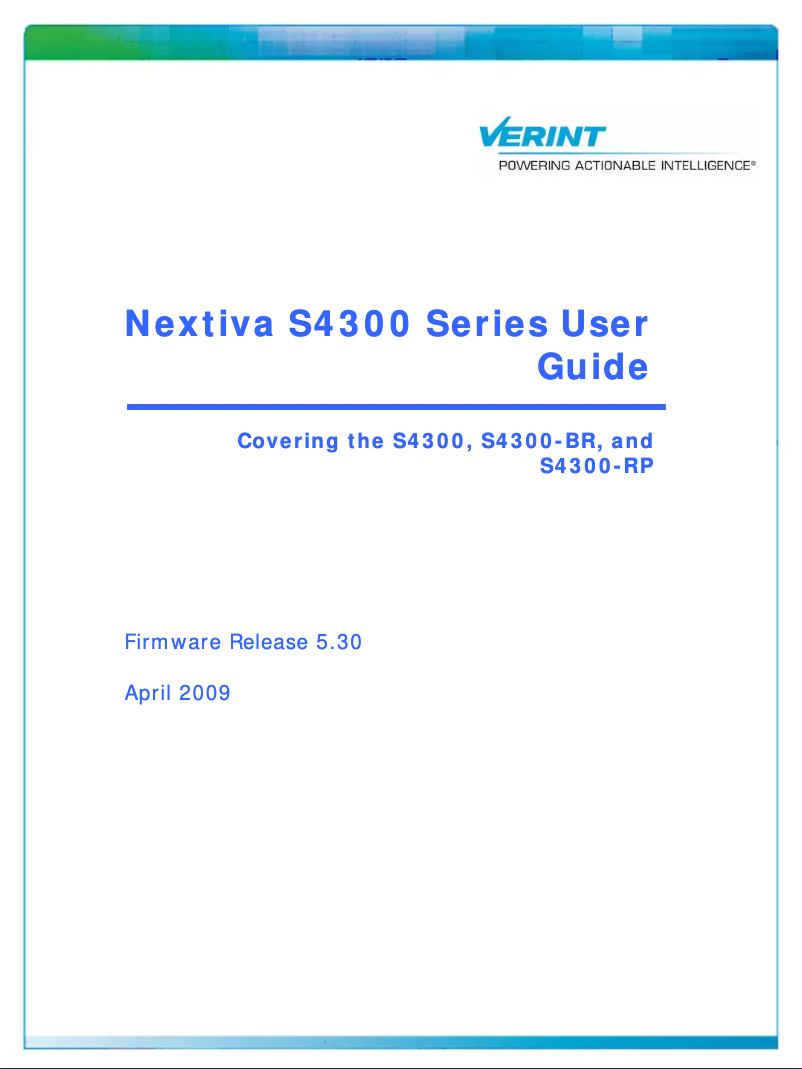 Page n°1 - Manuel utilisateur Verint Nextiva S4300-BR