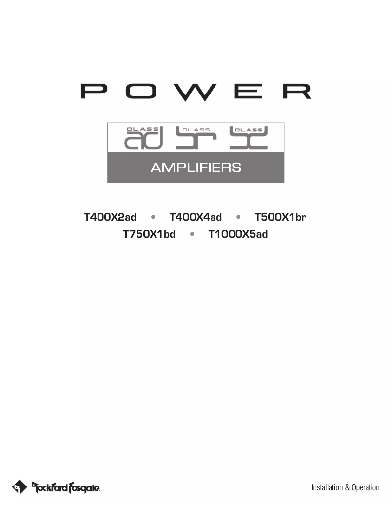 Page 1 de la notice Manuel utilisateur Rockford Fosgate Power T400X4ad