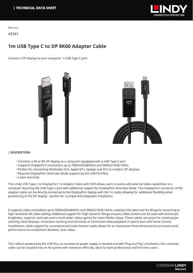 Page 1 de la notice Manuel utilisateur Lindy 43341