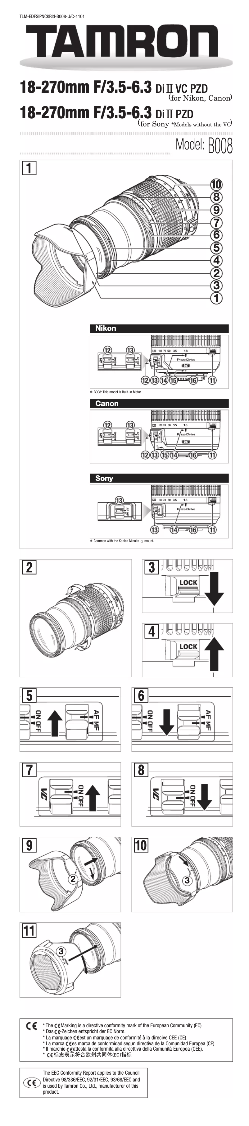 Page n°1 - Manuel utilisateur Tamron B008