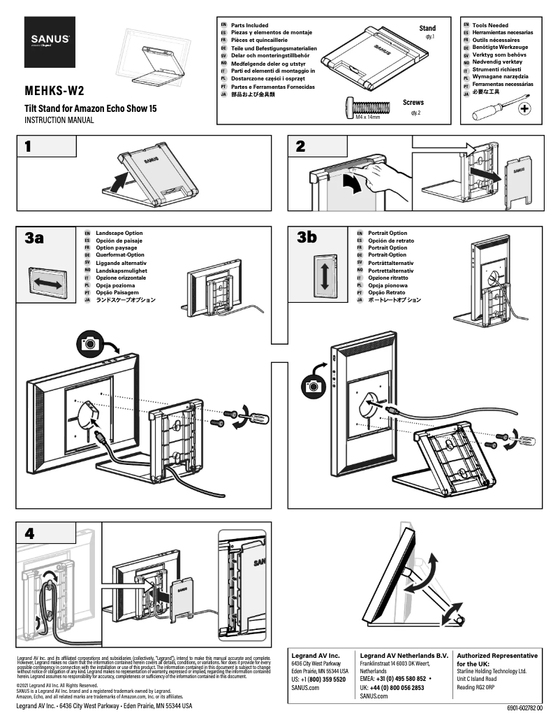 Page 1 de la notice Manuel utilisateur Sanus MEHKS