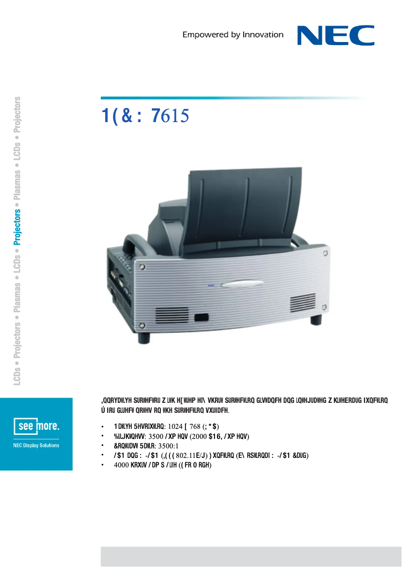 Page 1 de la notice Manuel utilisateur NEC WT615