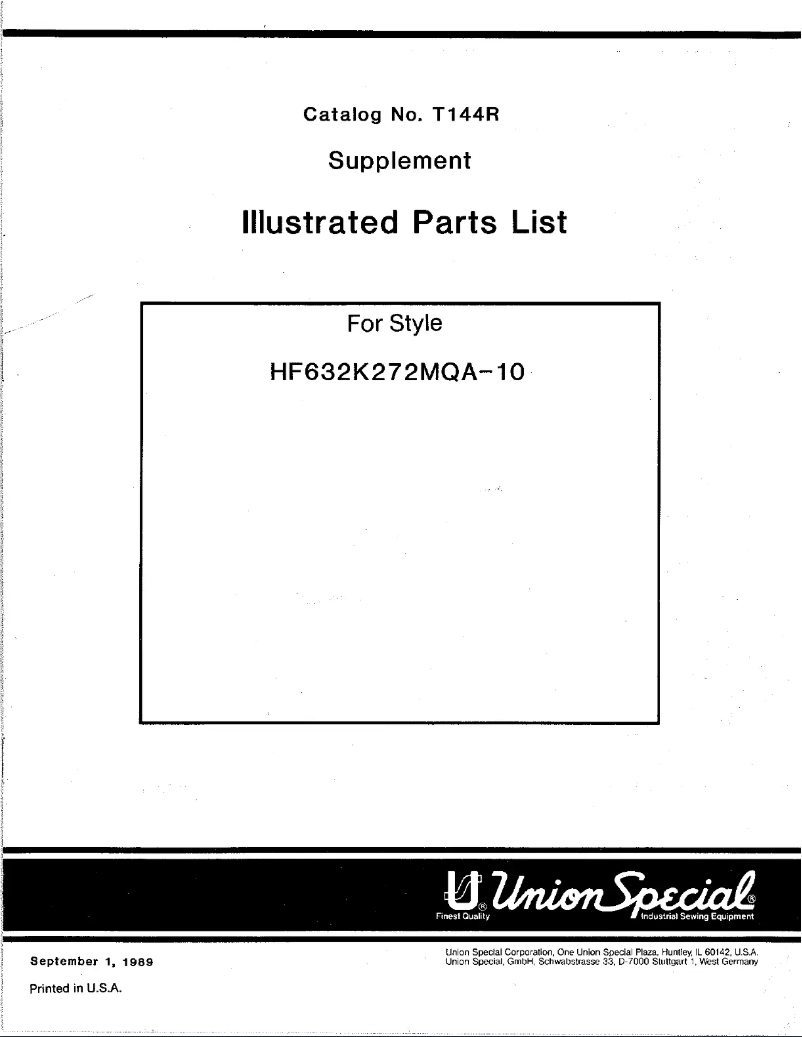 Page 1 de la notice Manuel utilisateur Union Special HF632K272MQA10