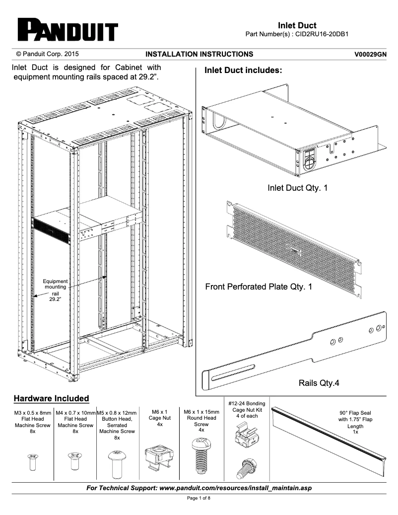 Página 1 del manual Guía de instalación Panduit CID2RU16-20DB1