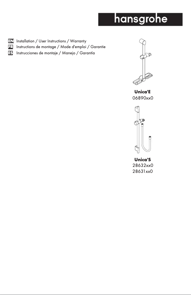 Page 1 de la notice Guide d'installation Hansgrohe 28632000