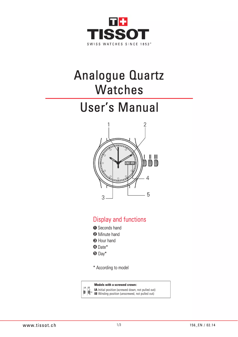 Página 1 del manual Manual de usuario Tissot Generosi-T