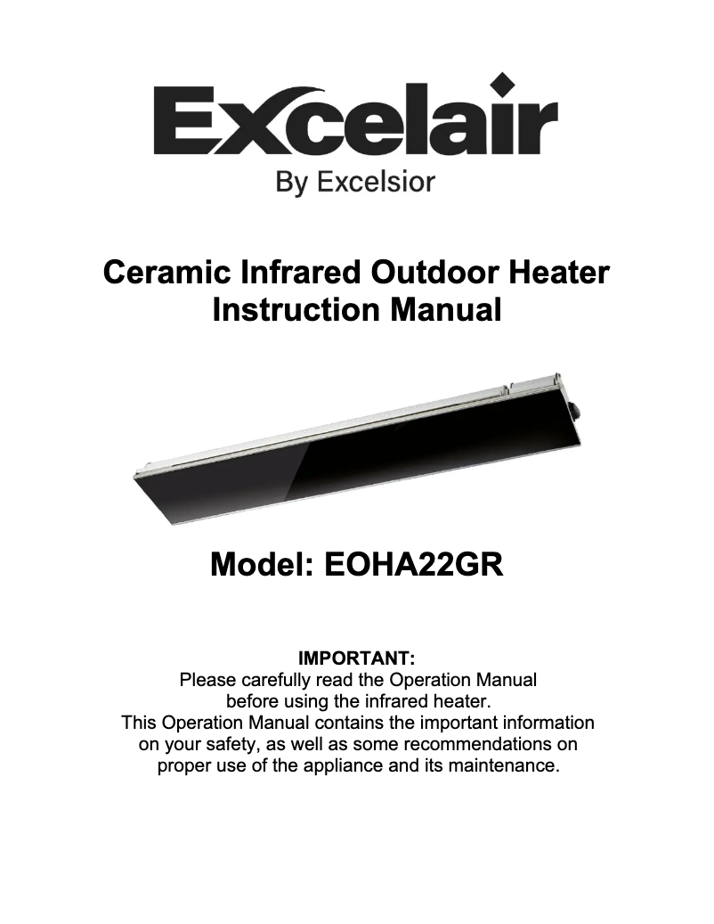 Page 1 de la notice Manuel utilisateur Excelair EOHA22GR