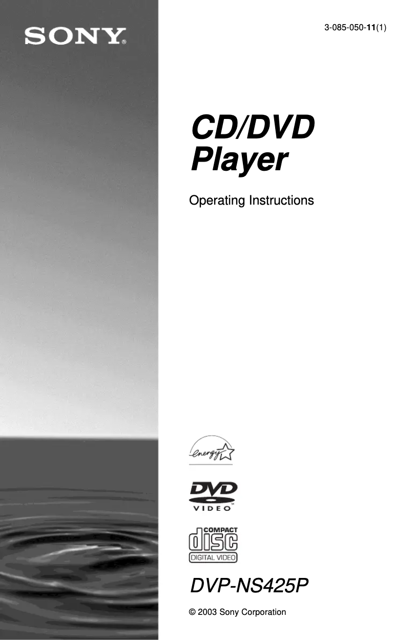 Page n°1 - Manuel utilisateur Sony DVP-NS425P